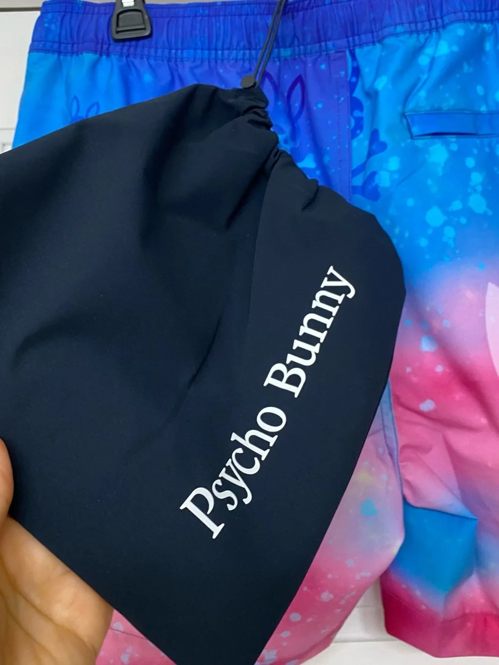 Psycho Bunny Blue-to-Pink Gradient Skull Swim Shorts